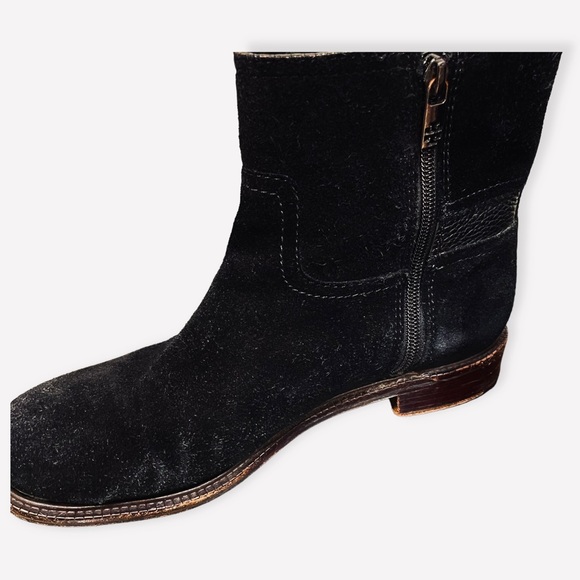 Tory Burch Black Alaina Logo Flat Bootie Split Suede - Picture 9 of 12